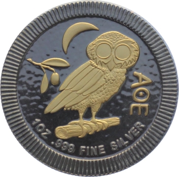 Niue 2 Pounds 2017 - Eule von Athen - 1 Unze Feinsilber - Schwarz Ruthenium Veredelung